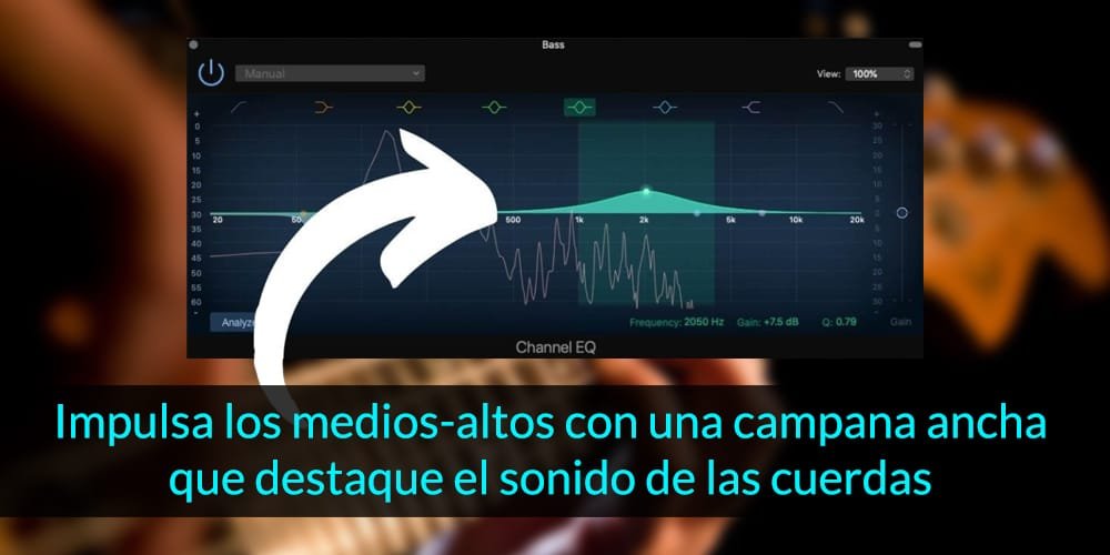 aumenta los medios altos para que se oigan las cuerdas del bajo