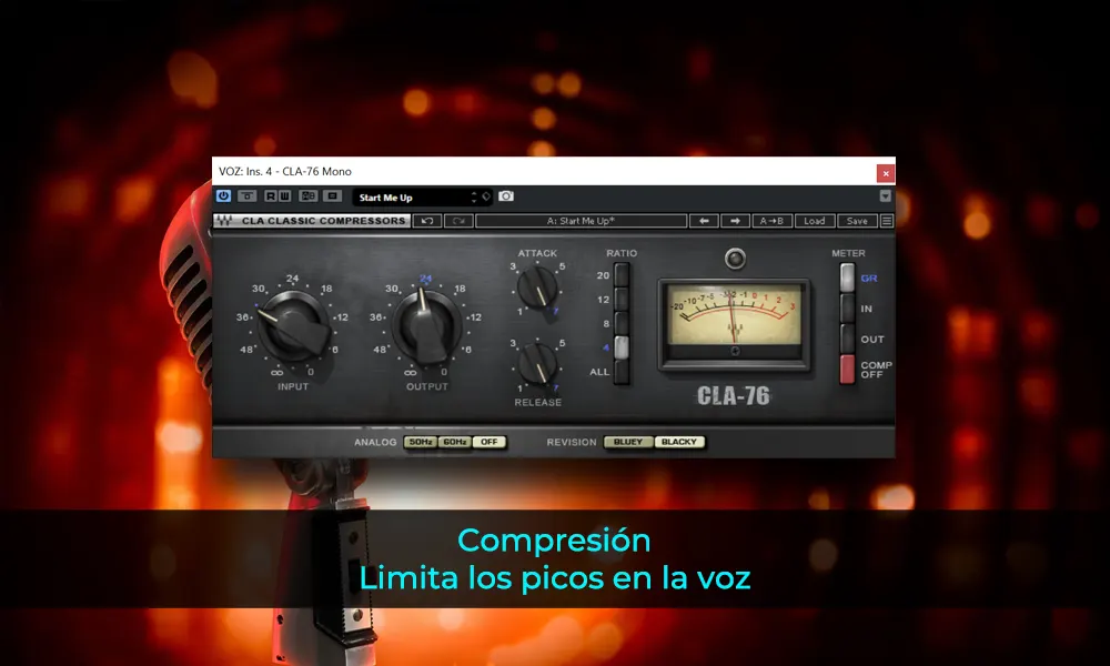 Compresión limita los picos en la voz