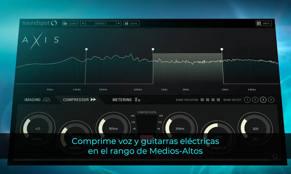 Comprime voz y guitarras eléctricas en el rango de Medio altos