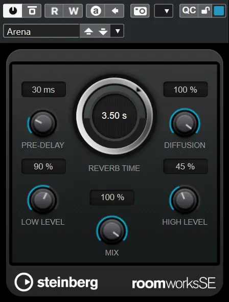 captura de pantalla al plugin de reverb para el tutorial gated reverb