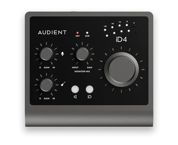Audient iD4 Mk2 panel superior